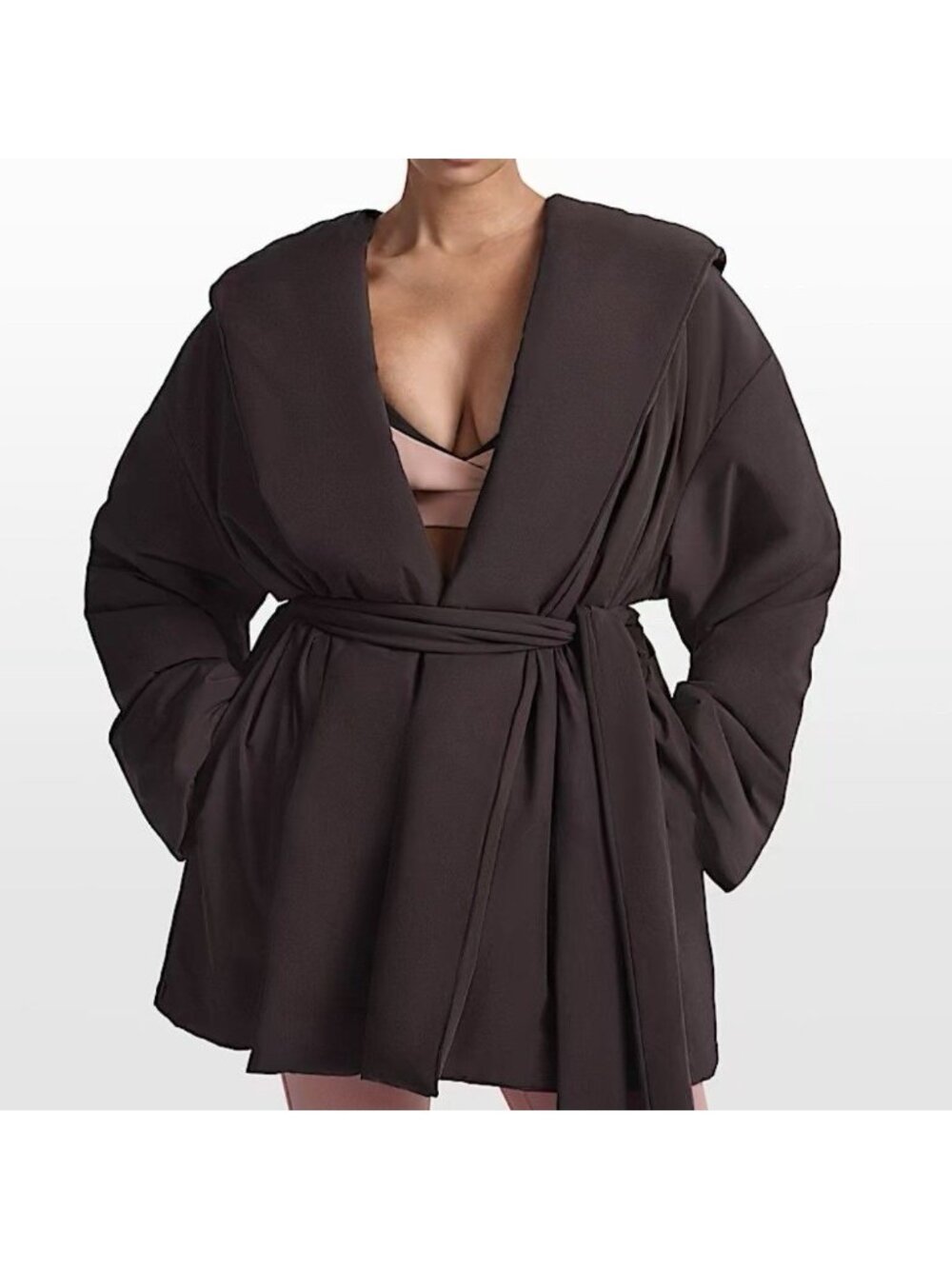 NWT SKIMS x NIKE WOVEN NYLON HOODED WRAP COAT SZ SMALL